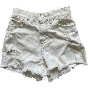 BDG Urban Outfitters White Distressed A-Line Denim Shorts High Rise Size‎ 26